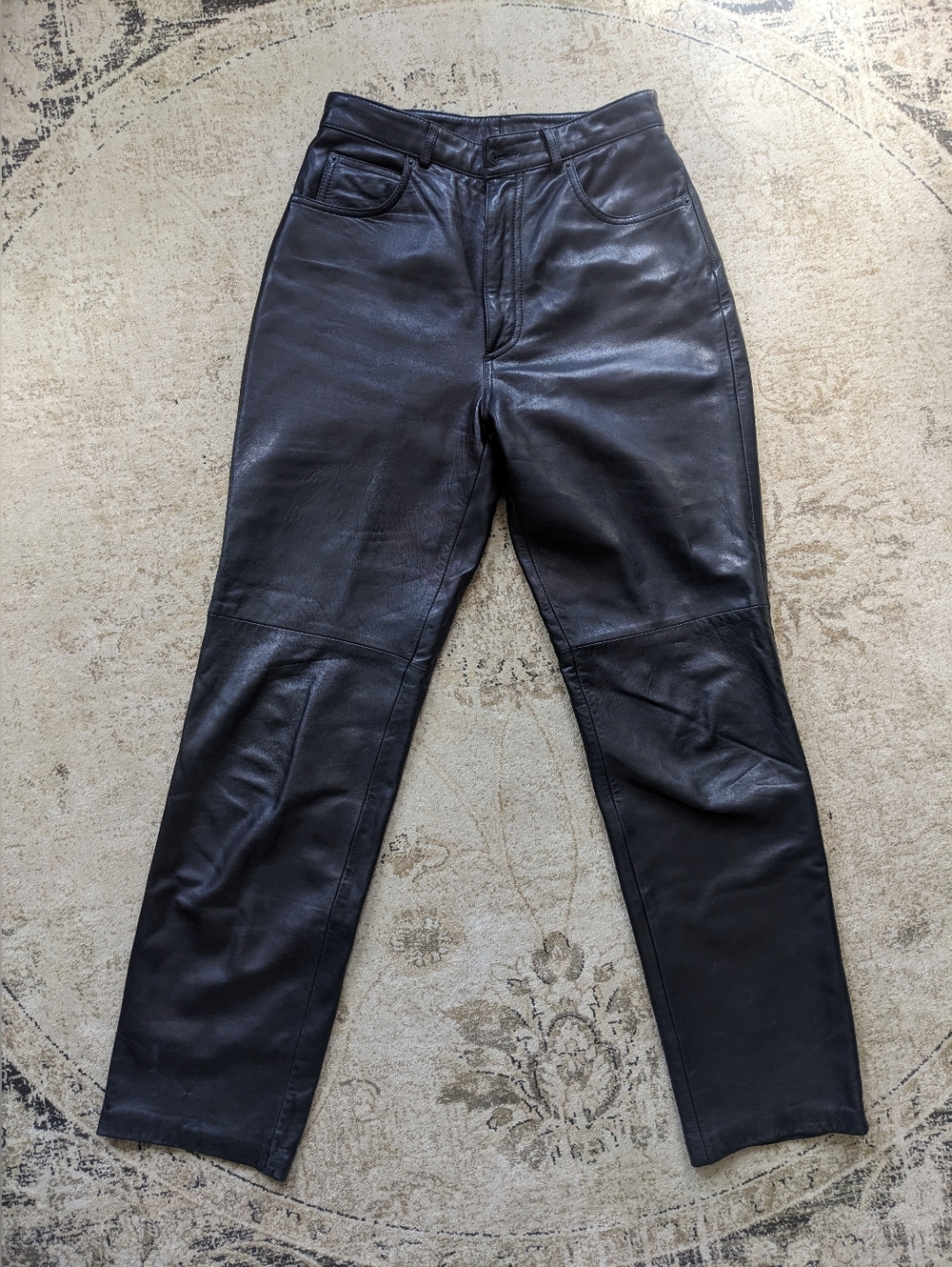 Michael Hoban North Beach Women's Vintage Black Lambskin Leather Pants Size 8